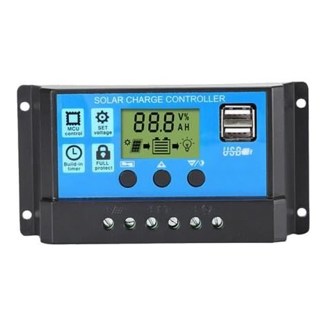 Contrôleur solaire PWM (30A) - écran LCD - Transparent - Régulateur intelligent de batterie solaire 12V 24V (1/4)