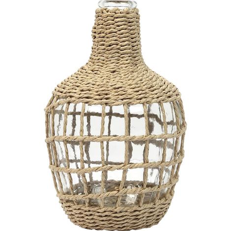 Vase Dame Jeanne en Verre et Corde Tressée (1/2)