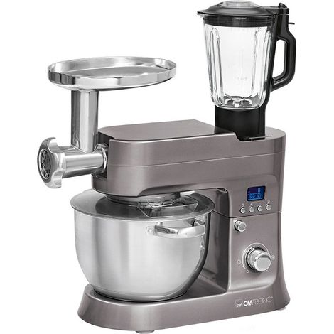 Robot pâtissier multifonction 6,2 L 1200W – 10 vitesses – Crochet mélangeur et fouet en inox – Pour pâtes lourdes et légères – Clatronic (1/10)