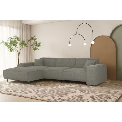 Ecksofa Designersofa GLORIA in Stoff Scala Grau Ottomane Links (1/3)