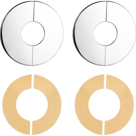 2 Pieces Wall Split Flange Round, 52 mm Pipe Cover Sticker Stainless Steel Plates Plumbing Cover Faucet Patch for Toilet Kitchen (Silver) (1/5)