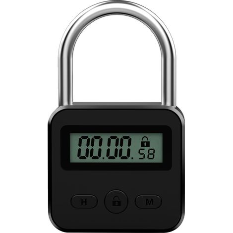 Lucchetto a tempo in metallo con orologio LCD (massimo 99 ore) e lucchetto a tempo USB.