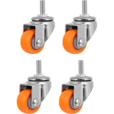 4er-Set geräuscharme Möbelrollen, Industrierollen mit leiser Rotation – 5,5 x 4 cm – Orange (1/4)
