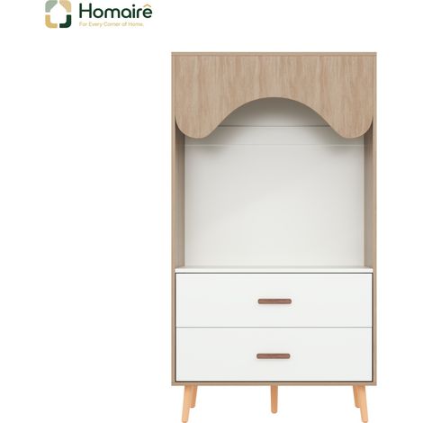 Weißer Naturholzschrank 80 x 46 x 141,5 cm HOMAIRE (1/5)