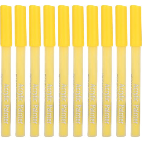 10 marqueurs acryliques 1100M pour dessin libre, peinture sur roche, pierre, porcelaine, tasse, verre, bois et bricolage - jaune. (1/5)