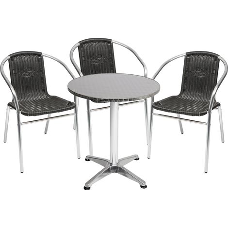 Bistrogarnitur 4-teilig Aluminium / Rattan / Schwarz-M950249+3xM537481 (1/5)