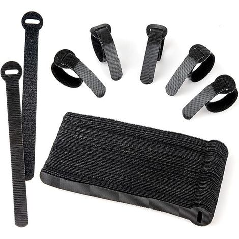 Bridas reutilizables KZQ (paquete de 60), ajustables y desmontables, para gestión de cables de PC, organización de cables, TV y oficina. (1/4)