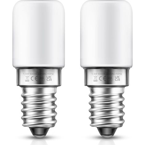 Lampe E14 LED Ampoule pour Réfrigérateur, 1.5W pour Frigo  Équivalente à une Ampoule 15Watt, Blanc Chaud 2700K, Lampe pour Machine a Coudre, Culot, 220-240V, Lot de 2 (1/5)