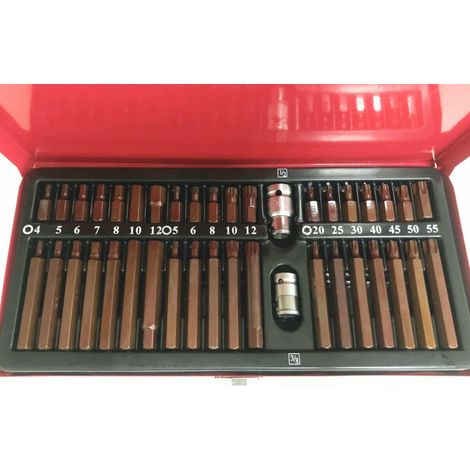 SET INSERTI 40PZ BUSSOLE PORTAINSERTI CHIAVI TORX HEX EXA XZN 1/2&quot 3/8&quot BRUNITI