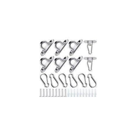 12 Pieces Stainless Steel Eye Plate M5 Anchor Plate Carabiner Eyelet Stainless Steel Ceiling Hook with Screws and Expansion Tube for Swing Hooks Hammocks Awnings Boat Deck Accessories (1/5)
