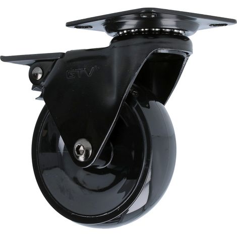 Hartboden-Möbelrolle Design Lenkrolle Schwarz Ø 75mm Transportrolle mit Bremse