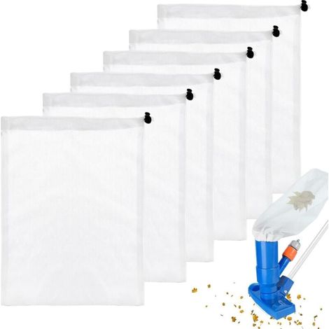 Confezione da 6 sacchetti di ricambio per aspirapolvere per foglie da piscina (32 x 23 cm) con coulisse per piscine e acquari (1/4)