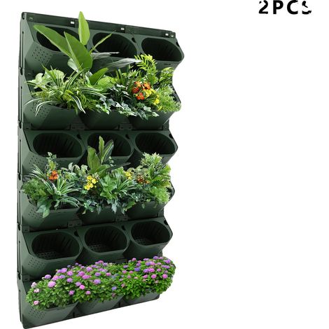 Jardinière Murale, 36 Pots, Capacité de 300ml par Pot, Capacité de Charge Totale 82kg, Dimensions 5014.516.6cm par Unité, Utilisation Intérieure/Extérieure (1/5)