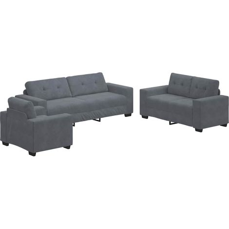 Ensemble de Canapé Sofas 3 pcs Gris foncé 221 x 80 x 80 cm Velours (1/5)