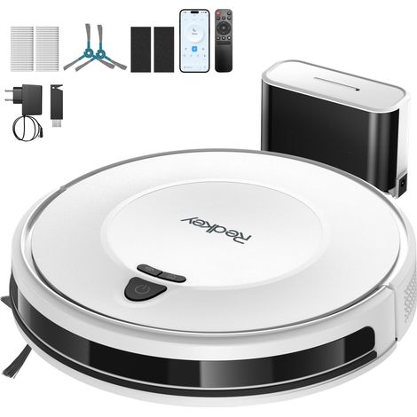 Aspirateur Robot, Robot Aspirateur avec 7000 Pa Puissance d’Aspiration, Jusqu’à 170 Min Autonomie, Mince Silencieux, Télécommande et APP, Idéal pour Poils d’Animaux, Tapis, Sols Durs (1/5)