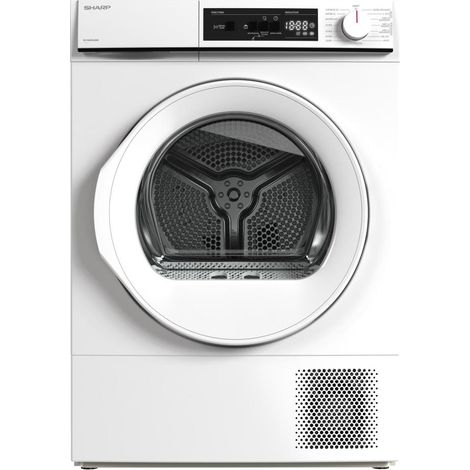 Sharp – Sèche-linge à condensation 10 kg – Classe B – Niveau sonore 64 dB – Pompe à chaleur – KDNHA0S6GWE