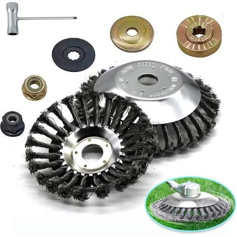 Kit adattatore universale - Lame rotanti per tosaerba da 6 pollici con filo metallico e funzione di rimozione di muschio e ruggine, leggere e adatte al giardino. (1/5)