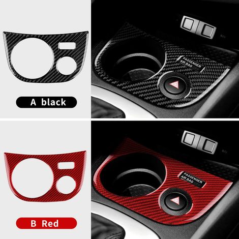 (Porte-gobelet RHD - Carbone rouge) Autocollant en véritable fibre de carbone souple, compatible avec les modèles Seat Leon 2005 à 2012 (tableau de bord, compteur de vitesse). Accessoires inclus. (1/4)