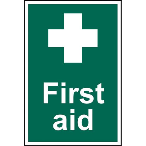 Scan First Aid PVC Safety Sign 200 x 300 mm, 1mm Adhesive Backed, BS5499/ISO7010 Compliant