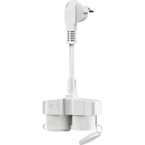 Double Fiche pour Prise, Rallonge Court Électrique Double Prise, 16A/250V/Max 3000W Double Prise Electrique, 1,5 mm², Prise Double Schuko Câble IP44 Multiprise Étanche, pour à la Maison, Bureau (1/5)