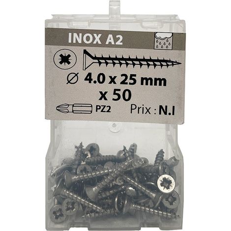 50 vis agglo 4x25mm fraisée Pz inox A2 Viswood