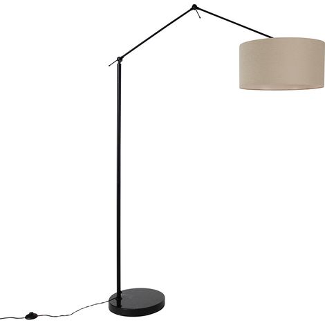 Stehleuchte schwarz mit Schirm hellbraun 50 cm verstellbar - Editor