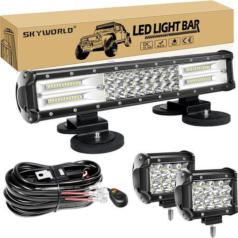 Barre lumineuse LED, construction durable, motifs de faisceau polyvalents, 15in 2X36W Fil (1/2)