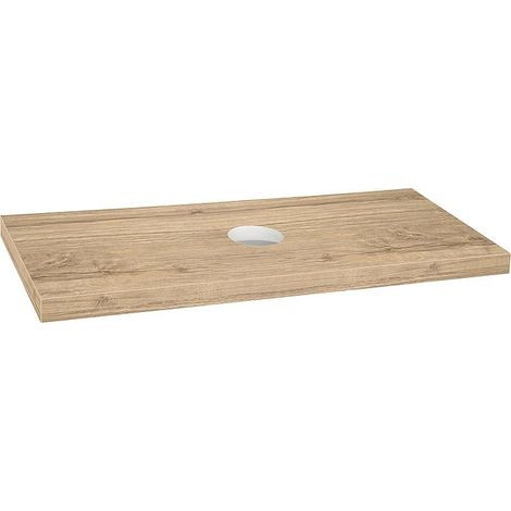 Console Blata chêne noueux avec trou vasque et support 1200x56x510 mm (1/2)