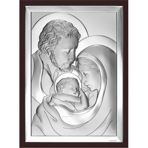 QUADRO IN ARGENTO SACRA FAMIGLIA RICORDO DI NOZZE, BATTESIMO, COMUNIONE 6649WM 9 x 13 cm (1/4)
