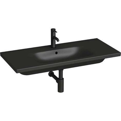 Jika Mio-N - Lavabo 100 x 45 cm, avec trop-plein, avec trou pour robinetterie, noir mat H8147137161041 (1/2)
