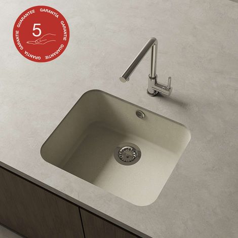 Cuve sous plan POALGI, GANDIA 194, Granit, Beige Pumice, 54 cm, 1 bac (1/4)