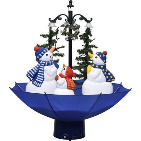 Sapin de Noël sur le thème de la neige avec base en forme de parapluie, bleu, 75 cm, en PVC. (1/5)