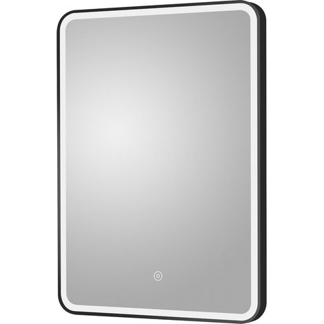 Rectangular LED Illuminated Touch Sensor Framed Mirror with Demister, 700mm x 500mm - Black (1/2)