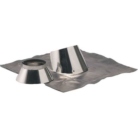 TEN – Solin de toit inox 5° à 30° – Collet Ø200 pour conduit simple paroi – Pente support tuile ou ardoise – Bavette plomb incluse