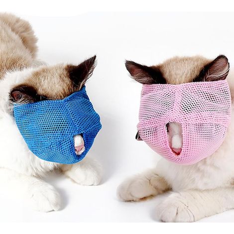 L 2 pièces Muselière pour Chat avec Maille Respirante Protège-Dents pour Chat pour Éviter Morsures Muselière pour toilettage de Chat Prévenir Les griffures Quand on s'occupe d'un Chat (1/5)