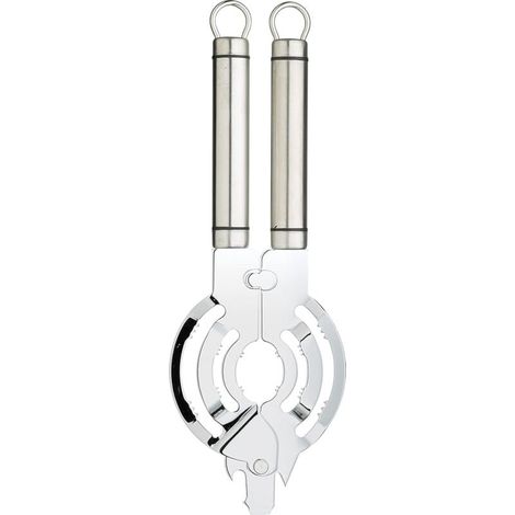 Abrelatas multifunción profesional de acero inoxidable, compatible con la mayoría de las tapas. (1/3)