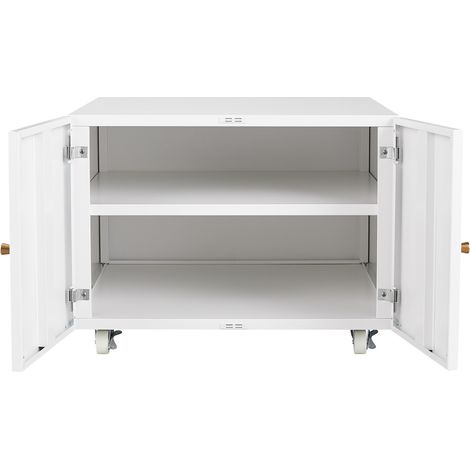 Weißer Metall-Schrank für Drucker mit Tür und verstellbarem Fachboden (1/5)
