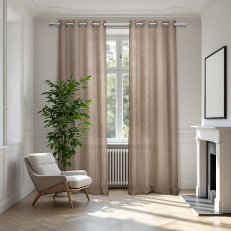 ALMERIA - Rideau Voilage Aspect Lin & Effet Filtrant 140x240 cm