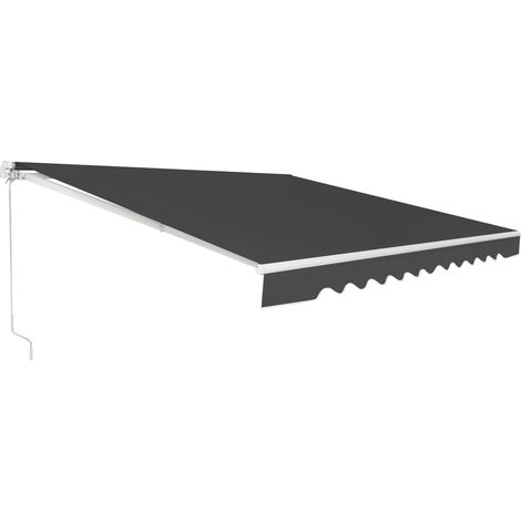 Tenda da sole retrattile 3 x 2,5m, Tenda in alluminio con manovella e poliestere impermeabile, Grigio (1/3)