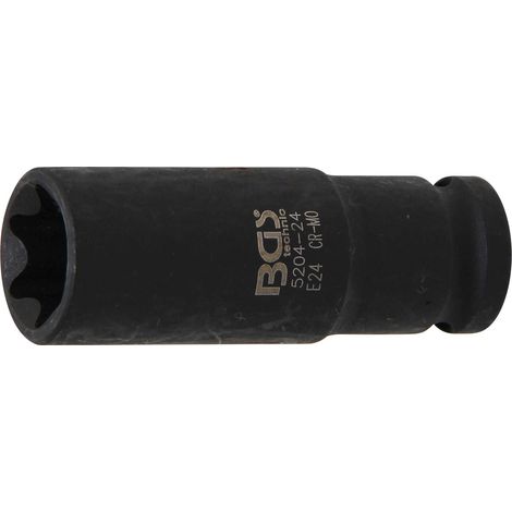 Kraft-Steckschlüssel-Einsatz E-Profil, tief Antrieb Innenvierkant 12,5 mm (1/2") SW E24 (1/5)