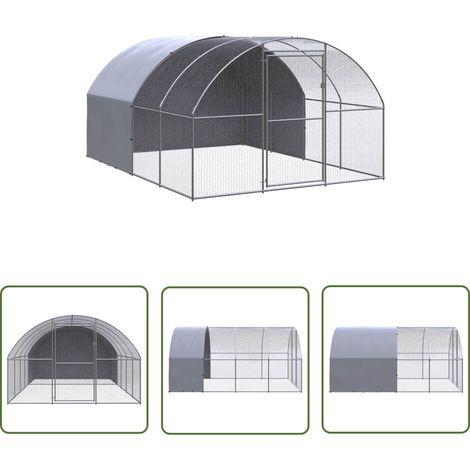 The Living Store Outdoor-Hühnerstall 3x4x2 m Verzinkter Stahl - Hühnerstall - Hühnergehege - Geflügelhaus - Auslauf Für Hühner - Gartenhühnerstall (1/5)