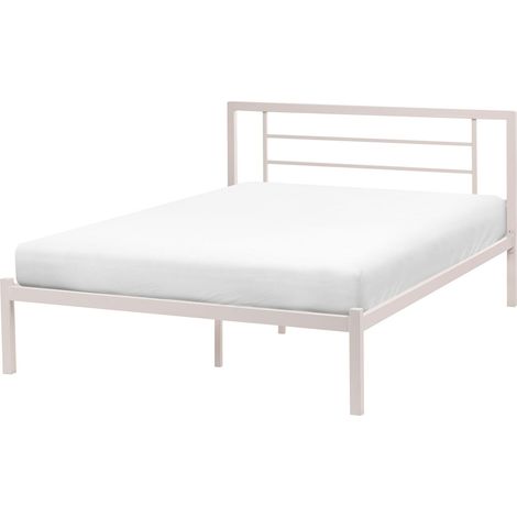Letto moderno in metallo 120 x 200 cm con rete a doghe in legno massello beige chiaro Cusset (1/5)
