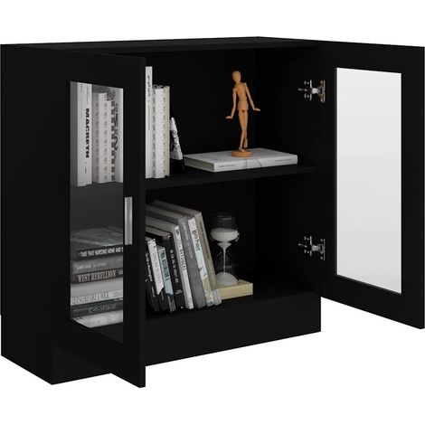 vidaXL Vitrine Schrank schwarz 82,5x30,5x80 cm Holzwerkstoff