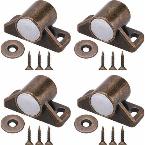 4 Stück Magnetverschluss-Schranktürmagnete mit Edelstahlschrauben für Schiebetüren von Landhausküchen (Bronze) (1/4)