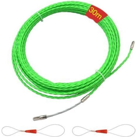 Tire Fils Electrique Aiguille Nylon avec Tête Flexible de Guidage 30M,Electricien Tire Fil Aiguille Passe Cable,Enfileur Fils électrique,Câble de Fil Électrique Tirant,Diamètre 4.5 mm(Vert)