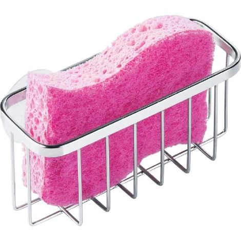 Panier de rangement à ventouse pour évier de cuisine en acier inoxydable poli - 14,6 cm x 6,4 cm x 5,7 cm, lot de 2