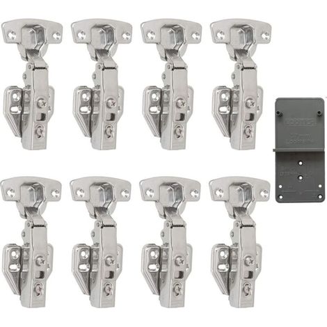 Küchenfrontscharnier 110° 35 mm, sanft schließend, integrierter automatischer hydraulischer Dämpfer für Schranktüren, 8-teilig