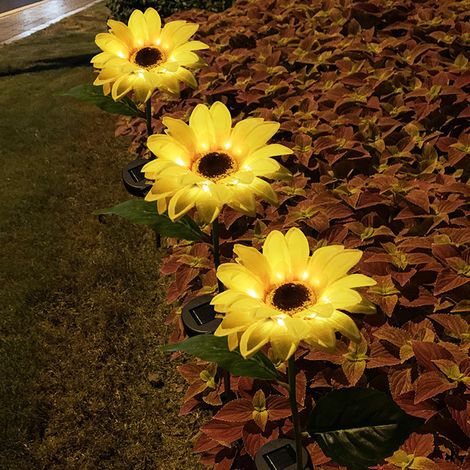 Lampes solaires de jardin, lampes solaires tournesol, lampe de pelouse LED étanche, veilleuse décorative pour terrasse et jardin (1/3)