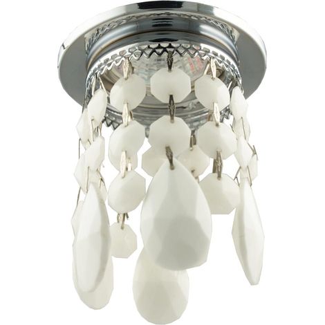 Spot encastré rond chromé cristaux blancs MR16 50W