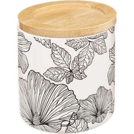 Pot à Coton Imprimé "Blackflora" 11cm Blanc (1/4)